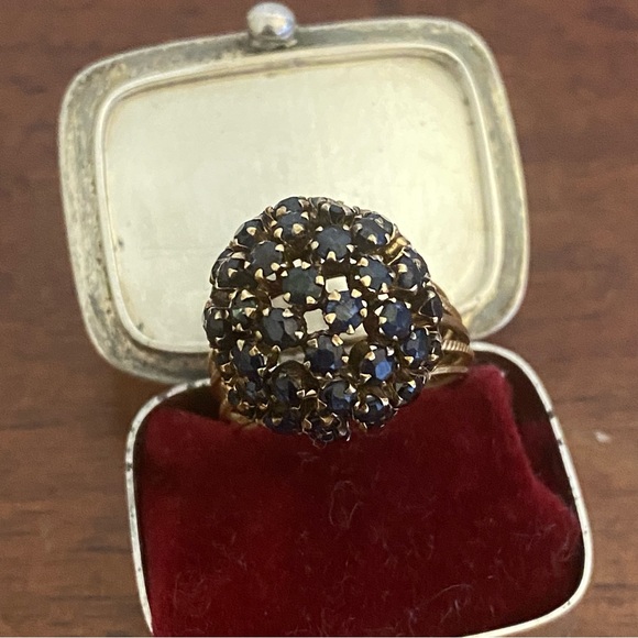 14k yellow gold Cocktail Bombe Sapphire Ring 1950-1960 Estate Vintage Sputnik - Picture 2 of 7
